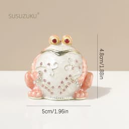 1pc Hand Painted Hinged Frog Trinket Jewelry Box Crystal Jeweled Small Cute Frog Animal Figurines Collectible