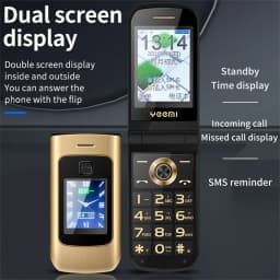 YeeMI K21+ 4G Flip Phone Big Button 2.6 Inch Screen Dual SIM Dual Screen Feature Phones 4800mAh Russian Keyboard For Elderly