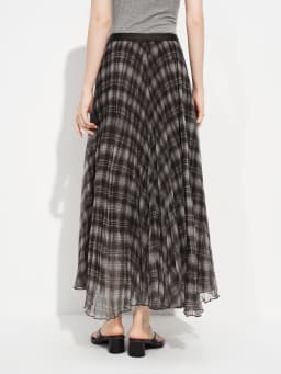 FSLE Retro Plaid Mesh A-line Skirt for Women New Spring Style for 2026 Flowing Draped Skirt Ankle-length Streetwear Citywalk Ins