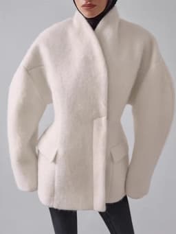 Thickened Woolen Women's Coat Stand Collar Button Waist-cinching Long Sleeve Female Jacket 2025 Autumn Winter New Streetwear
