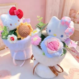 Genuine Hello Kitty Plush Toy Anime Stuffed Animals Keychains Creative Handmade Bouquets Christmas Vanlentine Birthday Gifts
