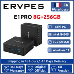 ERVPES E1PRO Mini Pc 8GB LPDDR4 256GB SSD Intel N4505 Windows 11 Pro Dual-Band Wifi BT5.0 Office Desktop Mini Computer