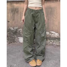American Style Pure Cotton Work Pants Women's Spring Autumn Loose Straight Jazz Dance Wide Leg Floor-Length Pants