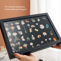 jewelry box Pin Display Case Transparent Dustproof Pin Shadow Box for Military Medal Jewelry Pin Badge Collection Black