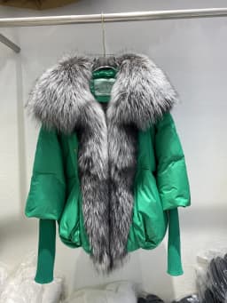 Janveny Large Real Silver Fox Fur Collar 2026 White Duck Down Jacket Women Winter Luxury Puffer Coat Oversize Feather Outwear