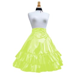 Vintage Shiny PVC Leather 2 Tiered Ruffled Skirt Sweet Round-shaped Lolita Long Trumpet Pleated Skirt Cocktail Party Club Skirts