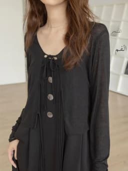 Gray Summer Women's Sun Protection Open Cardigan Lightweight See-through Wrap Shirt Belted Pocket Handkerchief Business Style