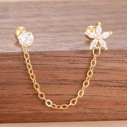 Stainless Steel Gold Color Chain Dangle Drop Earrings for Women Zirconia Pendant Clip Earring Vacation Party Jewelry Accessories