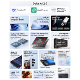 Blackview WAVE 10 Smartphone 6.88 HD+ 120Hz IPS Display Octa-Core 8GB 256GB 32Mp Camera 5000mAh 3 Card Slot Android 16 Cellphone