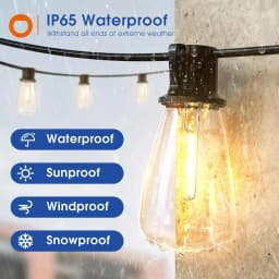 200FT LED Outdoor String Lights Dimmable Waterproof ST38 LED Shatterproof Bulbs Outside Hanging Light for Porch Garden Decor