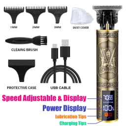 Electric Cutting Cordless Zero Gapped Trimmer Hair Clipper Professional Barber Shop Men's Haircut Machine for Beard Barbershop
