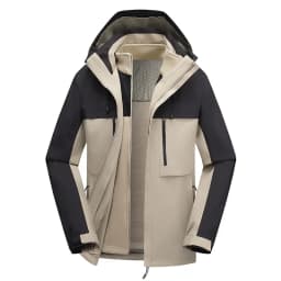 Men's Ski Jacket Waterproof 3 in 1 Winter Coat with Fleece Inner Warm Windproof For Snow Outdoor 2 PC Suits Thick Windbreaker