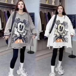 Extra Large 2300 Pounds Hong Kong Style Retro Chic Loose Long Sleeve Hoodie Women's Korean Version Hole Design Trendy Top