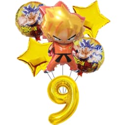 Dragon Ball Z Birthday Party Decoration Anime Tableware Invitation Cards Banner Backdrop Poster Cake Topper Number Balloon Set