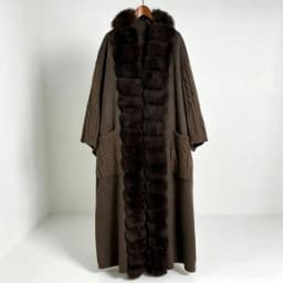 New Luxury Winter Real Natural Fox Fur Collar Woolen Blends Knit Long Overcoats Women Loose Warmth Cashmere Fur Jacket