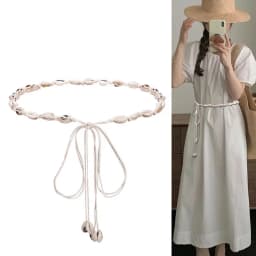White Shell Thin Waist Belt for Women Bohemian Ethnic Style Woven Waistband Ropes Lady Dress Decorative Straps Summer Accessory