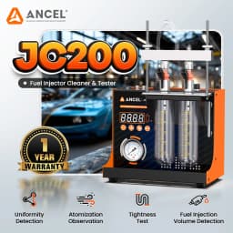 ANCEL JC200 Fuel Injector Cleaning Tester Machine for Car Motorcycle 2-Cylinders Pressure Adjustment Built-in Air Pump 6V 12V
