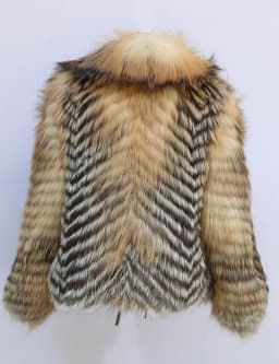 Genuine Women Fox Fur Short Coat Jacket With Big Collar 2026 Silver Red Fox Cozy Fuzzy Outerwear Luxury Casual Stripe Sexy Cloth