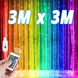 3M USB RGB Curtain String Light 16 Color Window Garland with Remote for Christmas Holiday Wedding Outdoor Indoor Decor