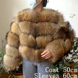 WEFURLENA Silver Fox Fur Coat Winter Jacket Women Natural Raccoon Fur Coat Street Warm Long Sleeve Natural Luxury Jackets