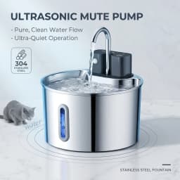 2.2L stainless steel wireless charging induction pet water dispenser, built-in sensor self-circulating water dispenser