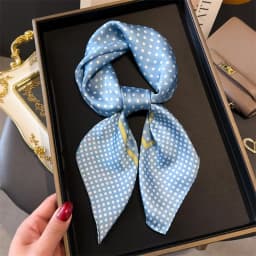 Luxury Brand 2025 Dot Print Square Silk Scarf for Women Hijab Hair Bands 70cm Neckerchief Female Satin Shawl Ribbon Headband