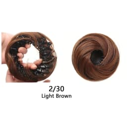 1PC Synthetic Hair Bun With Circle Elastic Clips Straight Donut Updo Hair Wig Bird's Nest Shaped Retractable Bun for Women