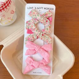 2026 4PCS/Set Kids Hair Clips Gingham Floral Bow Hair Barrettes No Hurt Hair Non Slip Soft Fabric Toddler Girls Accessories Gift