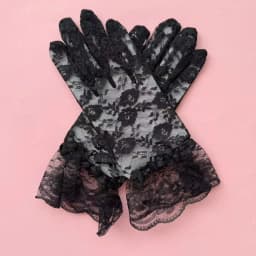 New Lace Full Finger Party Short Gloves For Women Girls Kids Black Solid Knitted Mittens Outdoor Dance Dress Up Bride's Gloves