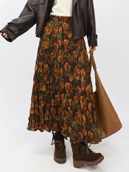 [EAM] High Elastic Waist Leopard Printed Pleated A-line Half-body Skirt Women Fashion Tide New Spring Autumn 2026 1DJ4319