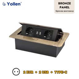 Aluminum Panel EUR/French Bronze Gold(Бронза Bинтажна)/Black/Silver Table Socket 2/3 Way Outlet USB Power Three Power Household