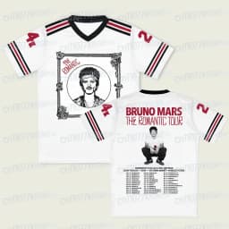 Bruno Mars The Romantic Tour 2026 V-neck Short Sleeve Loose Male Tees Summer Streetwear 3D Print Design Merch FamilyMatching