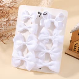 8Pcs/set Solid Color Handmade Hairpins Grosgrain Ribbon Bowknot with Hair Clips for Baby Girls Kids Hair Accessories