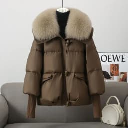 Down Cotton Short Padded Jacket Women Parkas Fur Collar Autumn Winter Thick Coats Female Black Casual Outerwear Clothes 2026