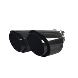Car Carbon Fiber Glossy Muffler Tip Y Shape Double Exit Exhaust Pipe Mufflers Nozzle Decoration Universal Stainless Black