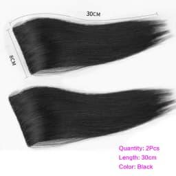 2Pcs Synthetic Short Straight Pad Invisible Hair Extension Lining of Hair Top Side Cover Hairpiece for Women