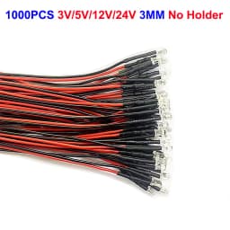 20-1000pcs 3mm 5mm 10mm LED Pre-wired water clear 3V 5V 12V Red Green Blue white RGB UV light-emitting diode with Plastic Holder