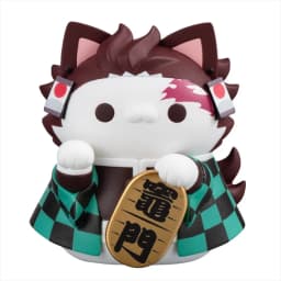 8pcs Q Version Demon Slayer Sitting Ghost Doll Tanjiro Nezuko Inosuke Zenizu Toy Figure Lucky Cat Series PVC Model Birthday Gift