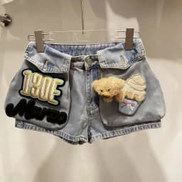 Design 3d Bear Velcro Design Denim Shorts Women's Summer New Loose Jeans Hot Pants