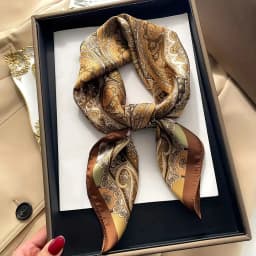 Luxury Brand Paisley Houndstooth Printed Square Scarf Soft Satin Thin Smooth Neck Scarf Sunscreen Headscarf For Women Head Wrap