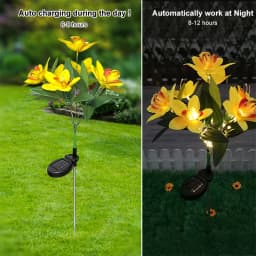 7-head Solar Orchid Lawn Lamp, Artificial Flower Lights for Patio Garden Christmas Wedding Decoration LED Solar Ground Lights