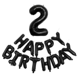 Black 32-Inch Number 1-30 Balloons and 16-Inch 'Happy Birthday' Letter Foil Balloons Set Birthday Party Decoration Supplies