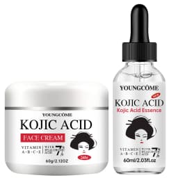 YOUNGCOME Kojic Acid Serum &Cream Bundle - Brightening Set for Dark Spots, Acne Scars, Anti-Aging Evens Skin Tone 2-in-1 Skincar