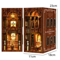 Zuuton DIY Wooden Book Nook Shelf Insert Kit Japanese Alley Miniature Model with LED Light 3D Puzzle Bookend Creative Gift Home