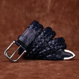 3.5CM Wide Leather Woven Belt Men's First Layer Cowhide Handmade Belt Men's Pin Buckle Versatile Casual Pants Belt
