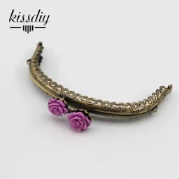 KISSDIY 10pcs 8.5CM Rose Head Pattern Purse Frame Antique Bronze Semi-Circle Shape Bag Kiss Clasp Lace Metal DIY Bag Accessories
