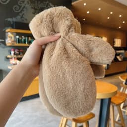 Women Cute Lovely Sweety Soft Solid Plush Fluffy Winter Keep Warm Gloves Cold Protection Windproof Thickened Mittens