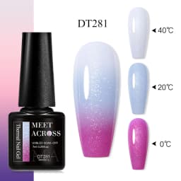 MEET ACROSS 7ml Glitter Sequins Thermal Gel Nail Polish 3 Layers Temperature Color Changing Semi Permanent UV Gel Varnish Nails