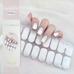 16/20/22Tips Semi-Cured Gel Nail Patch Adhesive Sliders Long Lasting Full Gel Nail Stickers DIY Manicure Harden In UV Lamp Need