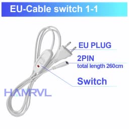 Hexagon LED Light 2-Pin Power Cord with On/Off Switch for HAMRVL Honeycomb Garage Lights & Lighting Systems Replacement Cable